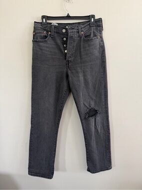 Levi's Black Denim Jeans with Red Leather Patch